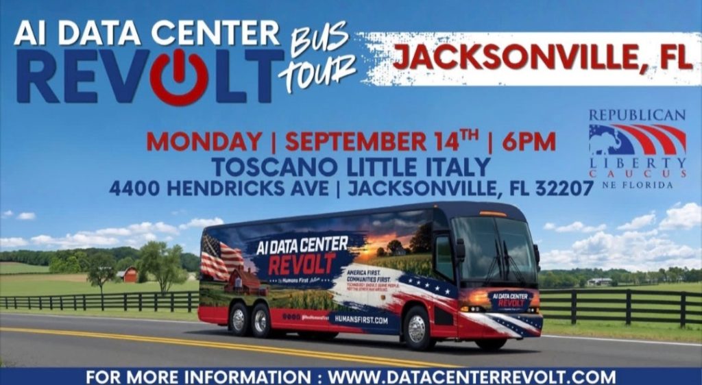 Duval RLC Meeting Monday September 14th — AI Data Center Revolt Bus Tour